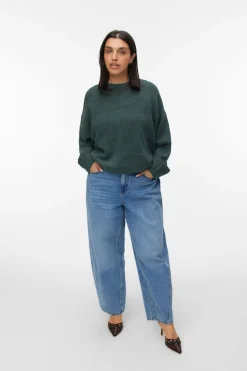 Vero Moda Curve Jersey cuello pico Curve Verde oscuro Clearance