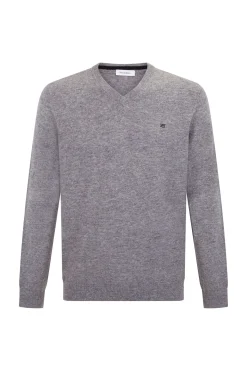 Pedro del Hierro Jersey cuello pico lana merino y cashmere Gris Online