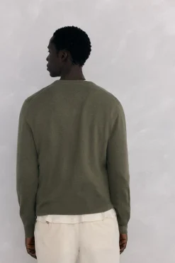 Pedro del Hierro Jersey cuello pico lana merino y cashmere Verde Best