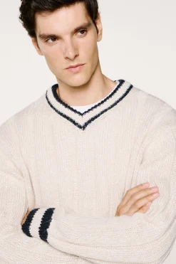 Selected Jersey cuello pico lana y alpaca Blanco Online