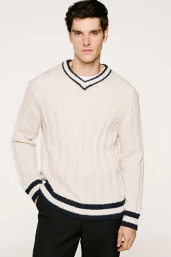 Selected Jersey cuello pico lana y alpaca Blanco Online