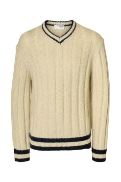 Selected Jersey cuello pico lana y alpaca Blanco Online