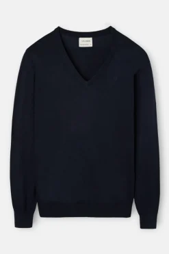 Silbon Jersey cuello pico retro Azul marino Best