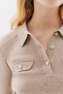 Caroll Jersey cuello polo Beige Discount
