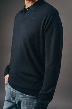 OOTO Jersey cuello polo algodón Azul marino Discount