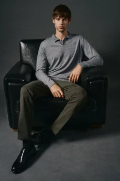 OOTO Jersey cuello polo algodón Gris Clearance