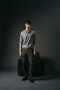 OOTO Jersey cuello polo algodón Gris Clearance