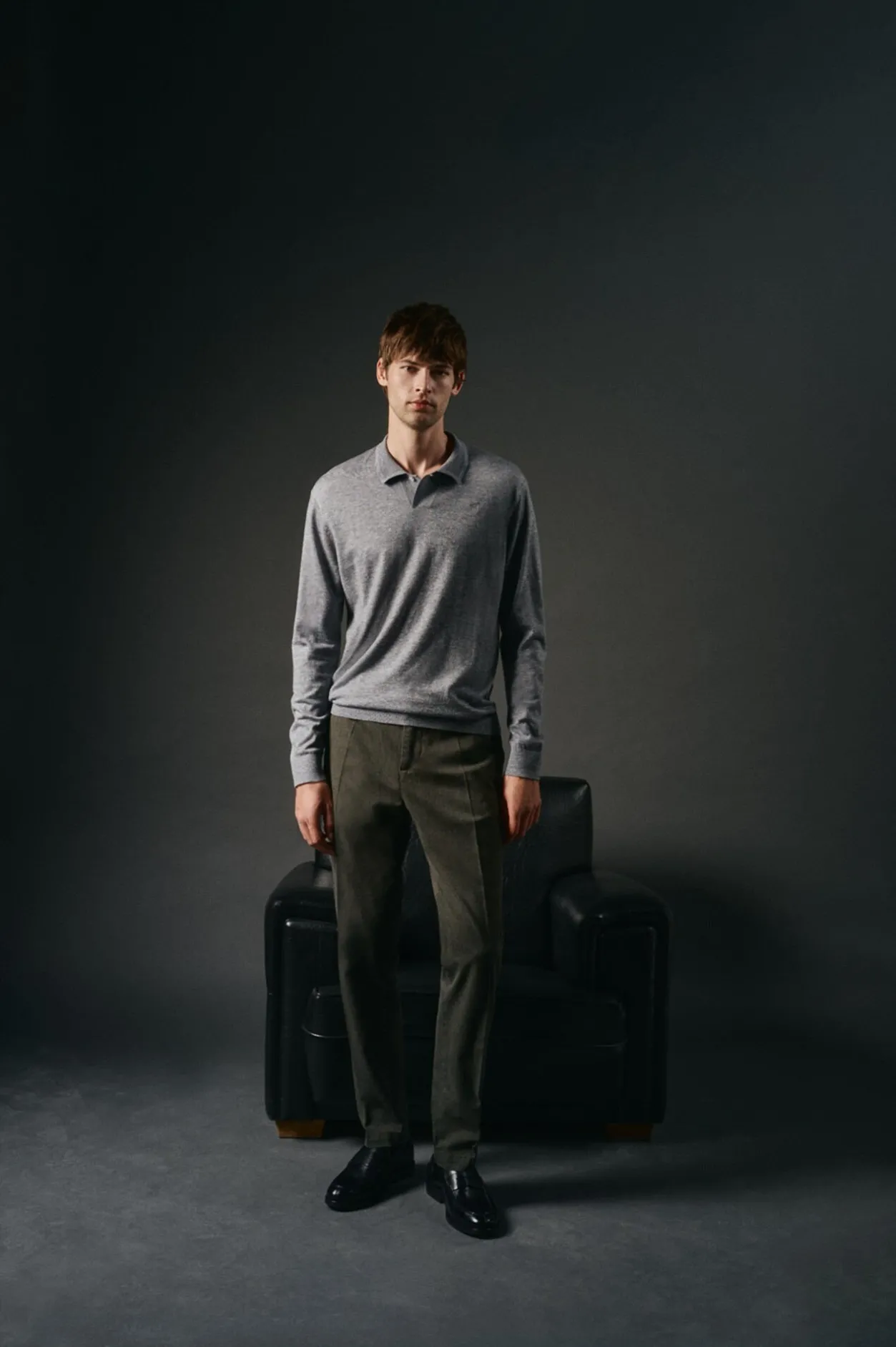 OOTO Jersey cuello polo algodón Gris Clearance