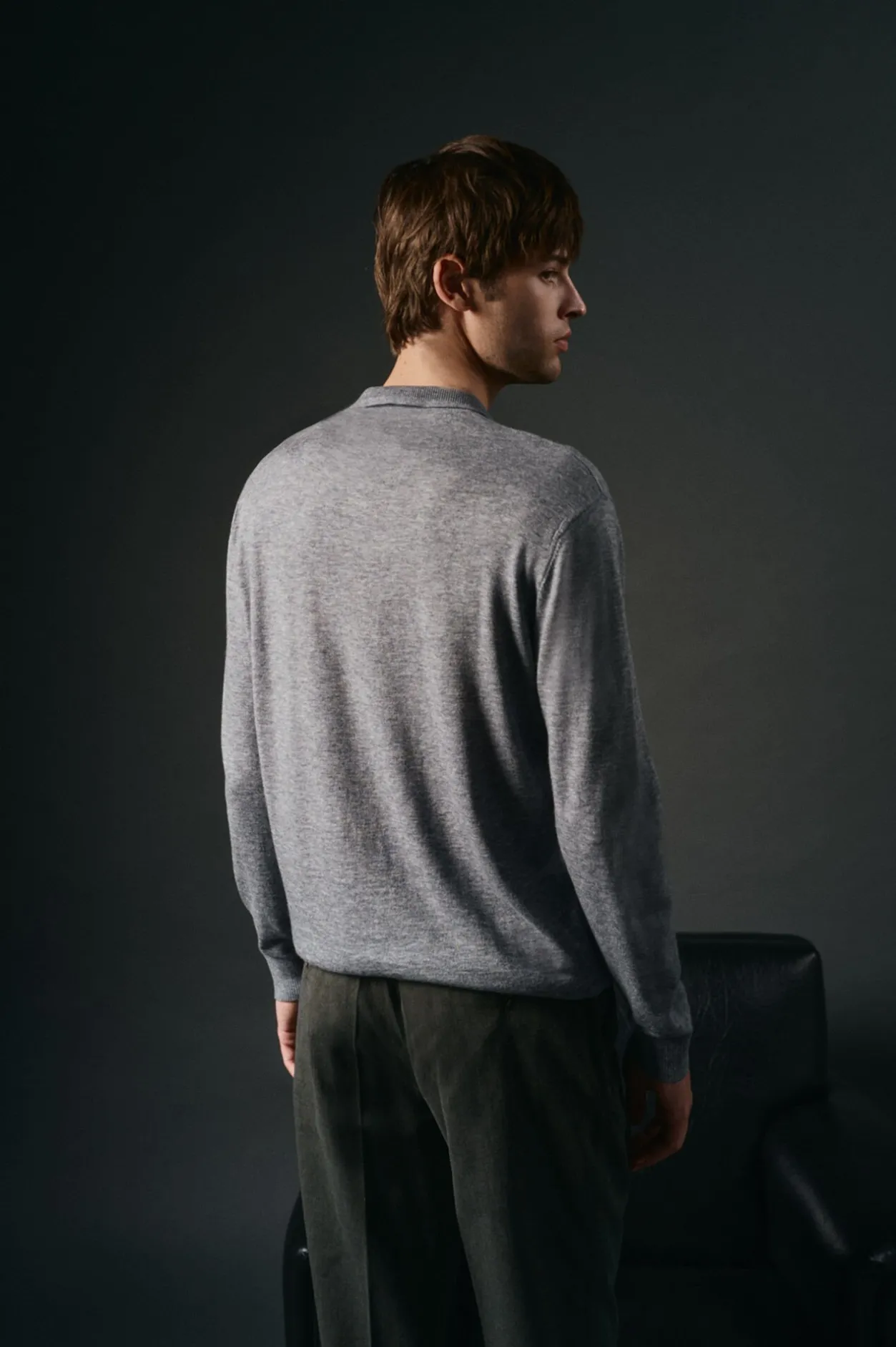 OOTO Jersey cuello polo algodón Gris Clearance