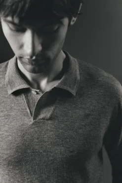 OOTO Jersey cuello polo algodón Gris Clearance