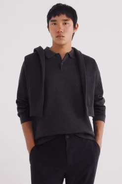 Springfield Jersey cuello polo botones gris Discount