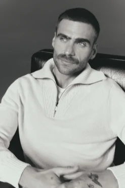 OOTO Jersey cuello polo cremallera algodón Beige Outlet