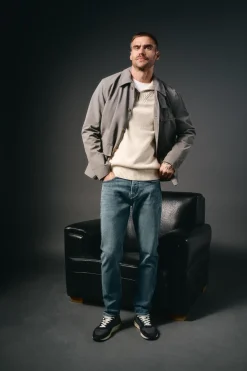 OOTO Jersey cuello polo cremallera algodón Beige Outlet