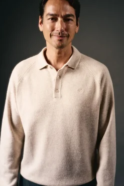 OOTO Jersey cuello polo lana Beige Discount