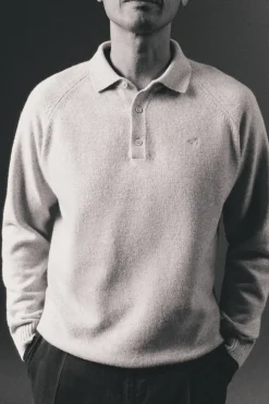 OOTO Jersey cuello polo lana Beige Discount