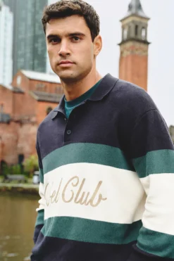 Springfield Jersey cuello polo texto bordado azul Clearance