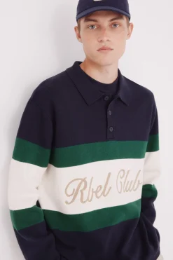 Springfield Jersey cuello polo texto bordado azul Clearance