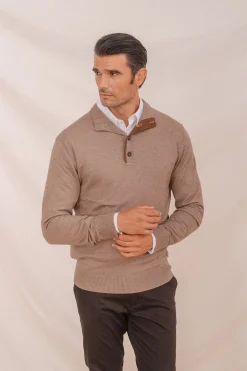 Celopman Jersey Cuello Polo Vivos beige Discount