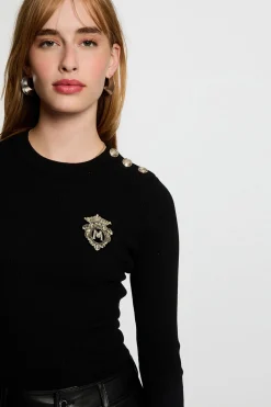 Morgan Jersey cuello redondo Negro Online