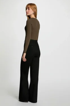 Morgan Jersey cuello redondo Kaki Clearance