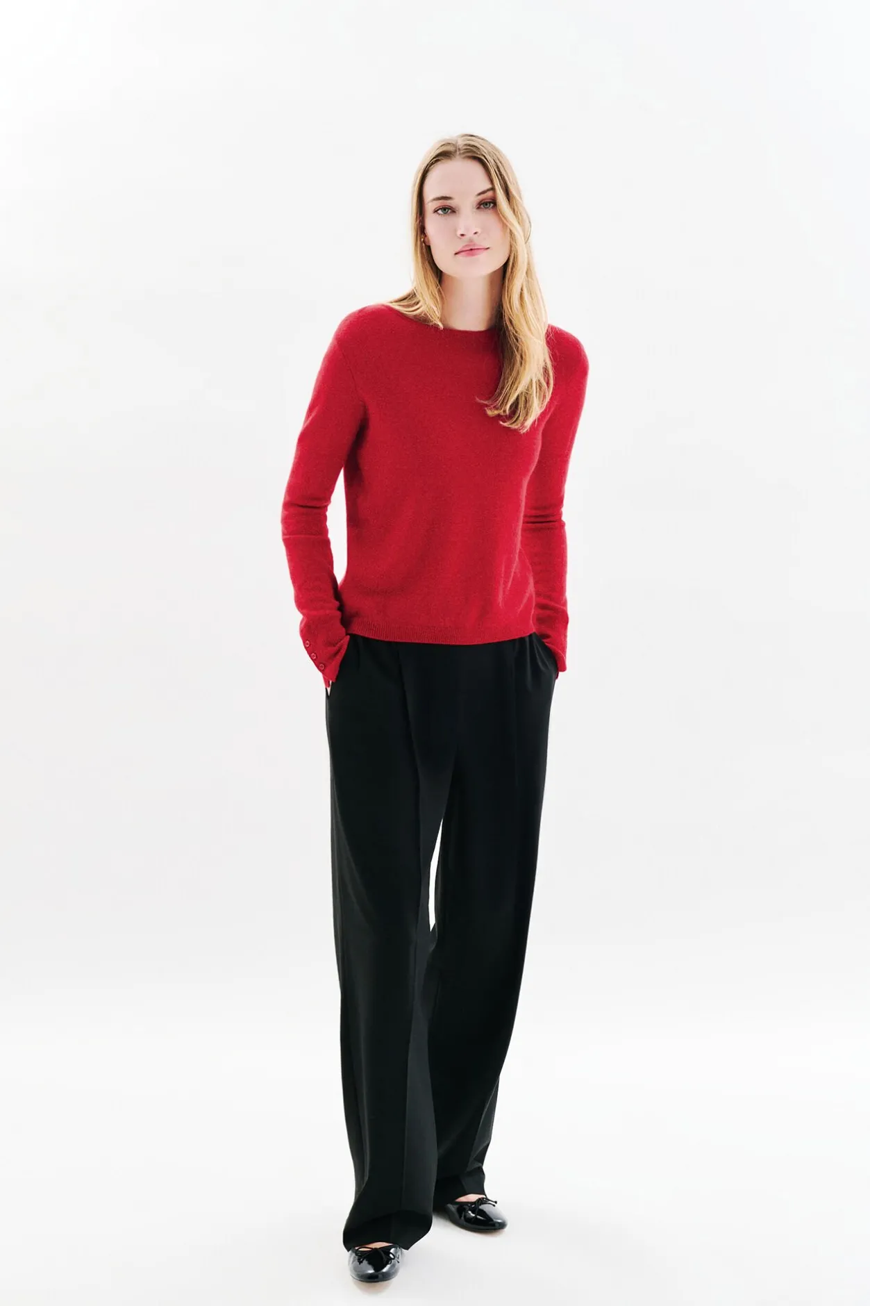 Caroll Jersey cuello redondo 100% cachemir Rojo