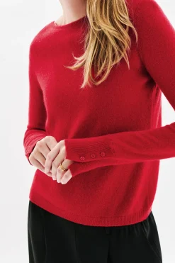 Caroll Jersey cuello redondo 100% cachemir Rojo