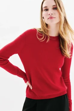 Caroll Jersey cuello redondo 100% cachemir Rojo