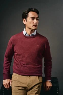 OOTO Jersey cuello redondo algodón Granate New