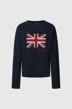 Pepe Jeans Jersey Cuello Redondo Con Bandera azul Best