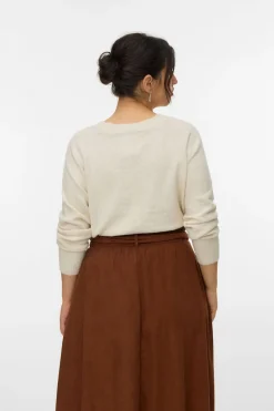 Vero Moda Curve Jersey cuello redondo talla grande Beige Best