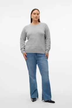 Vero Moda Curve Jersey cuello redondo talla grande Gris Outlet