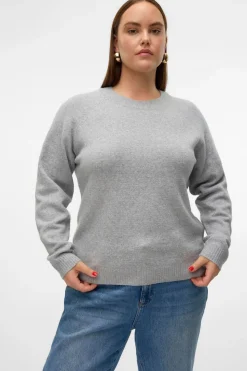 Vero Moda Curve Jersey cuello redondo talla grande Gris Outlet
