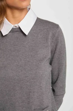 Morgan Jersey cuello tipo camisa Gris Clearance