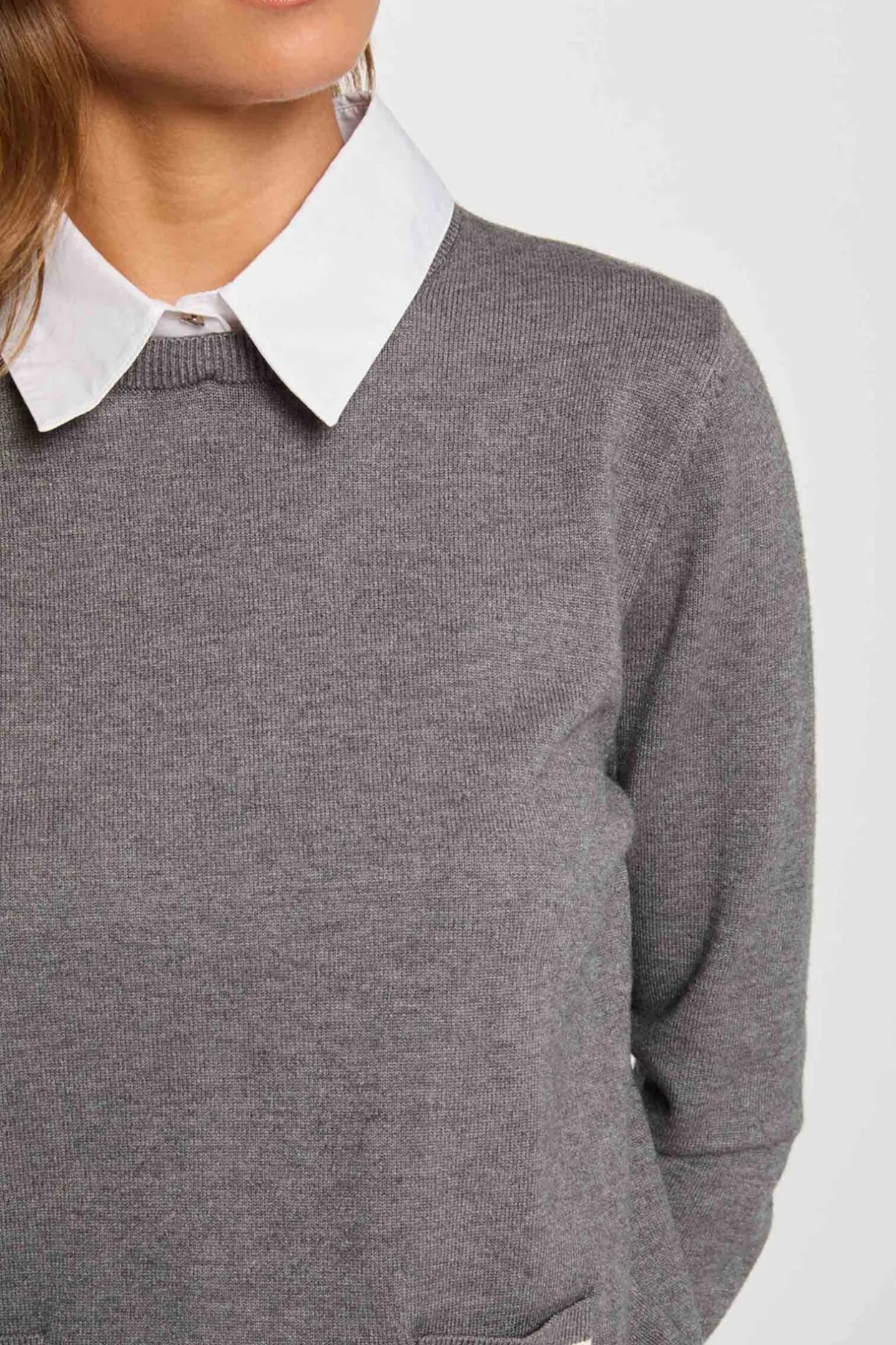 Morgan Jersey cuello tipo camisa Gris Clearance