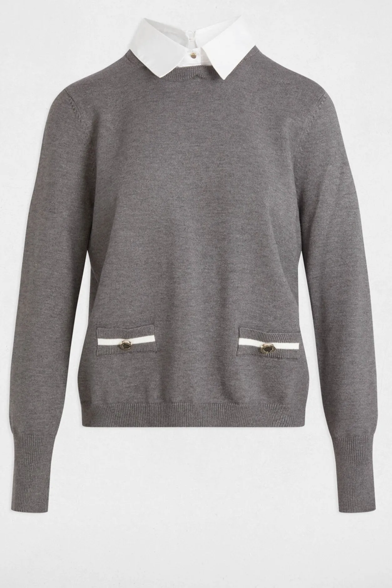 Morgan Jersey cuello tipo camisa Gris Clearance