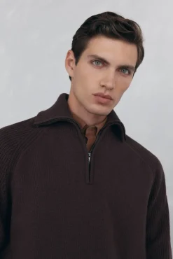 Pedro del Hierro Jersey cuello vespa Marr&oacute;n Hot