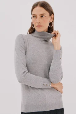 Cortefiel Jersey cuello vuelto Gris Discount