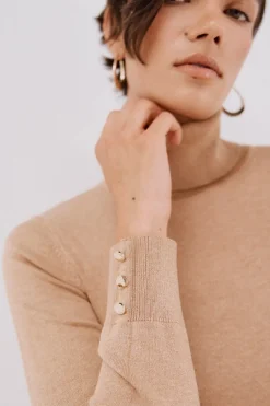 Cortefiel Jersey cuello vuelto Beige Clearance