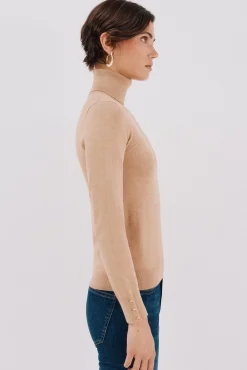 Cortefiel Jersey cuello vuelto Beige Clearance