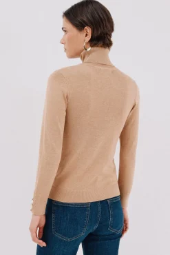 Cortefiel Jersey cuello vuelto Beige Clearance