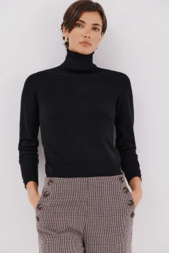 Cortefiel Jersey cuello vuelto Negro Outlet