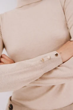 Cortefiel Jersey cuello vuelto Beige Clearance