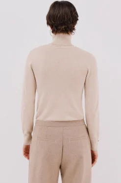 Cortefiel Jersey cuello vuelto Beige Clearance