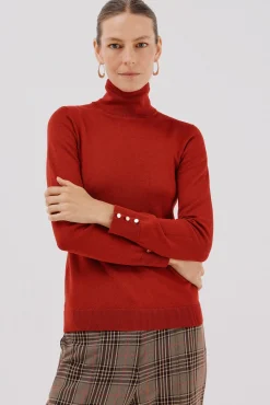 Cortefiel Jersey cuello vuelto Rojo