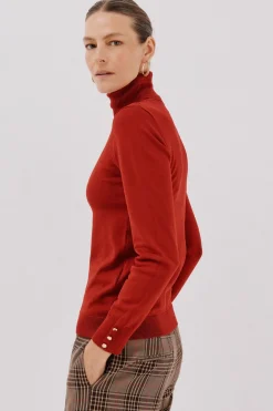 Cortefiel Jersey cuello vuelto Rojo