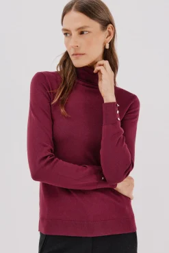 Cortefiel Jersey cuello vuelto Granate New