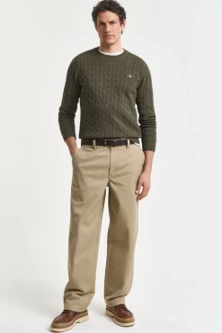 Gant Jersey de algodón con cuello redondo Verde