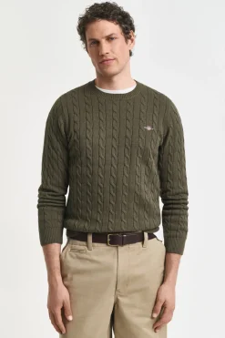 Gant Jersey de algodón con cuello redondo Verde
