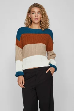 Vila Jersey de canalé con rayas Multicolor Sale