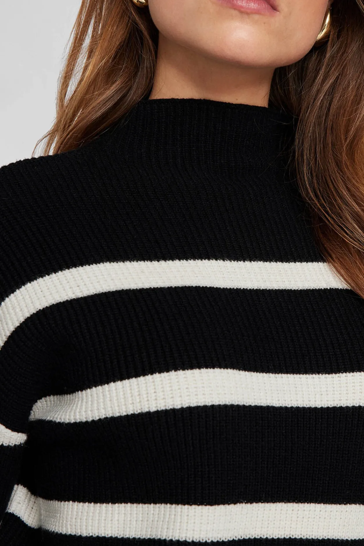 Vila Jersey de canalé con rayas Negro Outlet